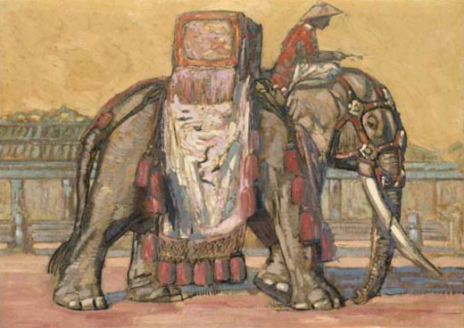 Auction by Christie's France du 29/04/2002 - Éléphant marchant avec Howdah, vers 1925. (lot n°19)